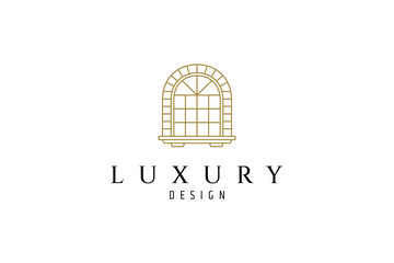 luxury window classic vintage line art design logo