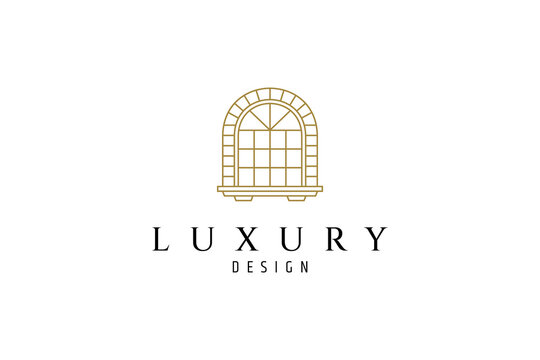 luxury window classic vintage line art design logo