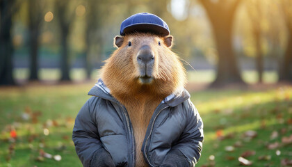 Cute capybara in a jacket