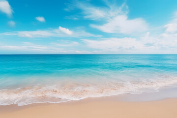 Fototapeta na wymiar Sandy Beach Bliss with Calm Turquoise Seascape