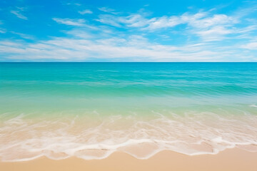Fototapeta na wymiar Azure Dreams: Sandy Beach under a Blue Sky
