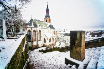 Schlosskirche in Saarbr&uuml;cken im Januar 2023