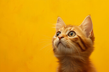 Feline Fascination: Curious Cat on Yellow