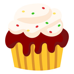 cute chocolate cupcake with cream and rainbow sprinkle