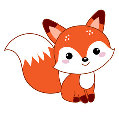 Fototapeta premium cute smiling red fox cartoon