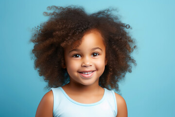 Elegant Black Girl Against Sky-Blue Backdrop