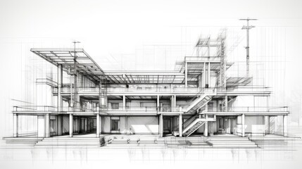 Architectural Blueprint of a Multi-Level Building in Progress.