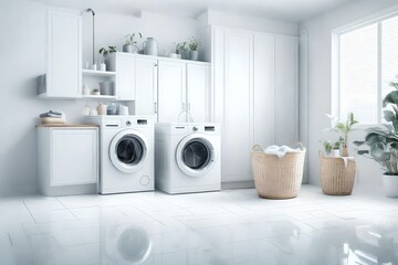 Bathroom with a Modern Washing Machine-