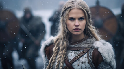 Viking Shield Maiden: A Warrior's Grace in the Face of Battle