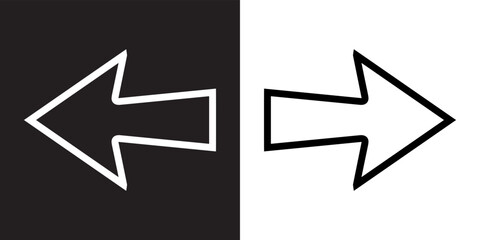 Left and Right arrow icon vector. Previous and Next icon sign symbol in trendy flat style. Go back and Move forward arrow vector icon illustration isolated on black and white background