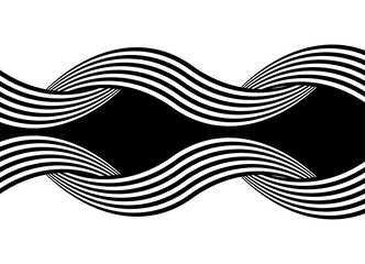 Vector pattern of black wavy lines. Black and white design element in retro style. Vector background