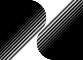 Striped vector pattern of broken lines in retro style. Divided vector background. Black and white transition.
