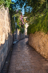 Fototapeta na wymiar Dubrovnik, Croatia. Dubrovnik old stone city street Izmedu vrta