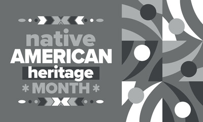 Native American Heritage Month. American Indian culture. Celebrate annual in in November in United States. Tradition Indian pattern. Poster and banner. Vector authentic ornament, ethnic illustration