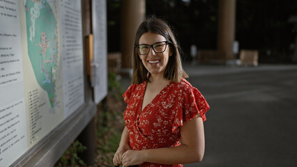 Captivating hispanic woman enchants tokyo, beauty in glasses immersed in ancient japanese culture,...