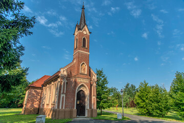 Fototapeta na wymiar The Chapel of st. Anna is located in the park Radenci