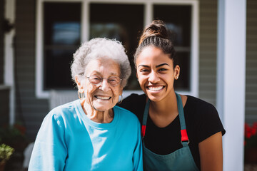 Portraits showcasing volunteers assisting the elderly or marginalized communities, emphasizing love in service, with copy space