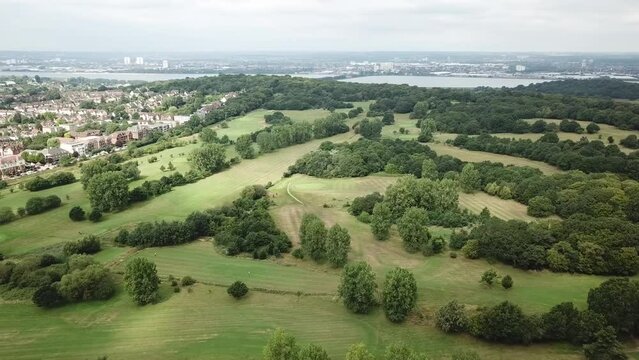 Aerial view of Chingford and Epping forest, London, UK,  with woodlands and countryside view. 