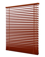 Brown blinds. Horizontal aluminum blinds.  Chocolate color. Isolated element. 3d.