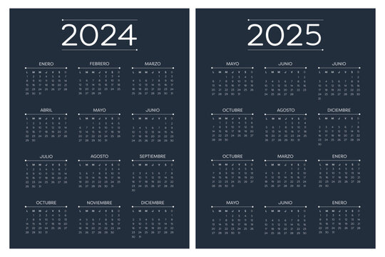2024 Spanish calendar. Vertical calendar. The week starts on Monday.