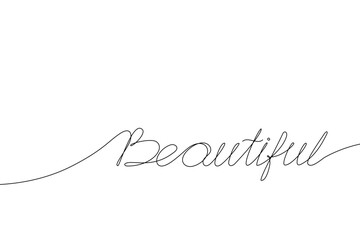 Vector handwriting word beautiful. Hand drawn one continuous line.