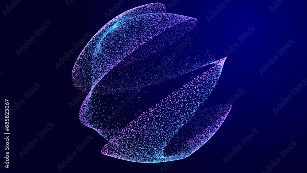 Poster abstract twisted, cosmic wormhole. technology background. data network. 3d rendering.