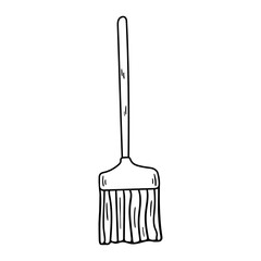 Broom vector icon in doodle style. Symbol in simple design. Cartoon object hand drawn isolated on white background.