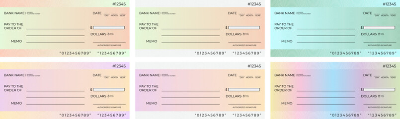 Blank modern bank cheque and checkbook cheque template design set 