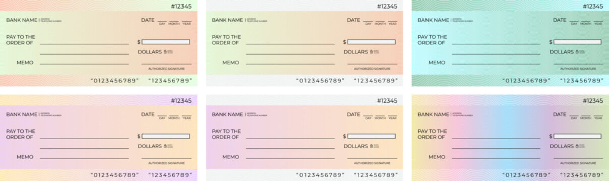 Blank modern bank cheque and checkbook cheque template design set 