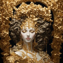 Woman in gold in baroque style - obrazy, fototapety, plakaty
