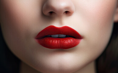 Fototapeta premium Woman Lips Closeup, Red Lipstick Makeup, Beautiful Mouth Make-Up, Model Girl Lip, Lips Macro