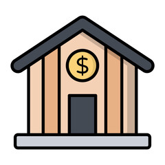 Bank Line Color Icon