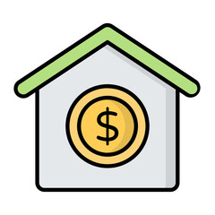 House Line Color Icon