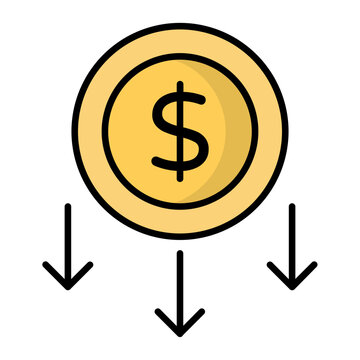 gold coin with dollar sign and arrows clip art preview