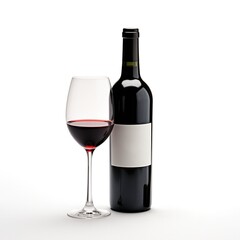 A bottle of Merlot wine side view isolated on white background 