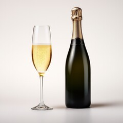 A bottle of Prosecco wine side view isolated on white background 