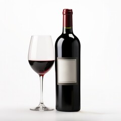 A bottle of Shiraz wine side view isolated on white background 