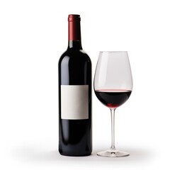 A bottle of Cabernet Sauvignon wine side view isolated on white background 