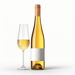 Fototapeta premium A bottle of Riesling wine side view isolated on white background 