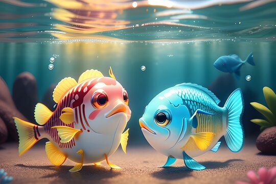 Two colorful fish underwater.