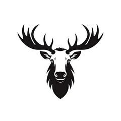 Naklejka premium Moose Head Icon, Wild Animal Silhouette, Zoo Logo, Moose Symbol on White Background