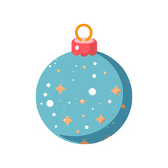 Blue sparkling Christmas ball. Christmas bauble isolated on white background. Christmas decorations. Flat vector illustration