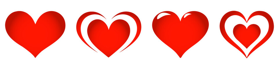 Heart icon collection, love symbols on white background