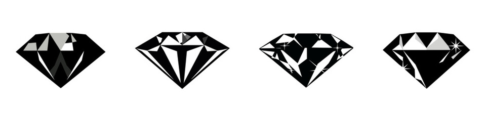 Diamond vector icons set on white background