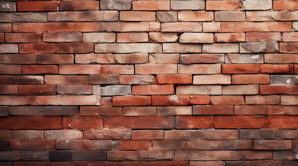 Obraz premium Empty bricks wall background. Old brick wall with moss, stains, grunge texture. Generative AI