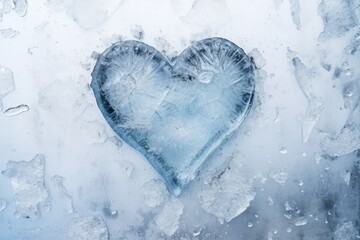 Frozen Heart Made Of Ice, Symbolizing Winter Or Love Highquality Photo