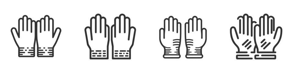 Vector protective rubber gloves line icon set. Symbol and sign illustration design