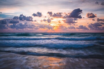 south beach miami sunrise - obrazy, fototapety, plakaty