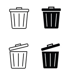 trash or garbage recycle bin icon set