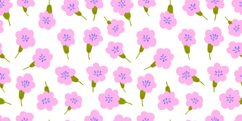 Simple vector seamless pattern with spring flowers on white. Ditsy flowers pattern. Vector illustration - 685832409